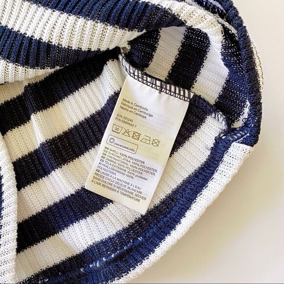 H&M Divided Knit Crop Top Navy Blue & White Stripes Short Sleeve Shirt S - Picture 4 of 9